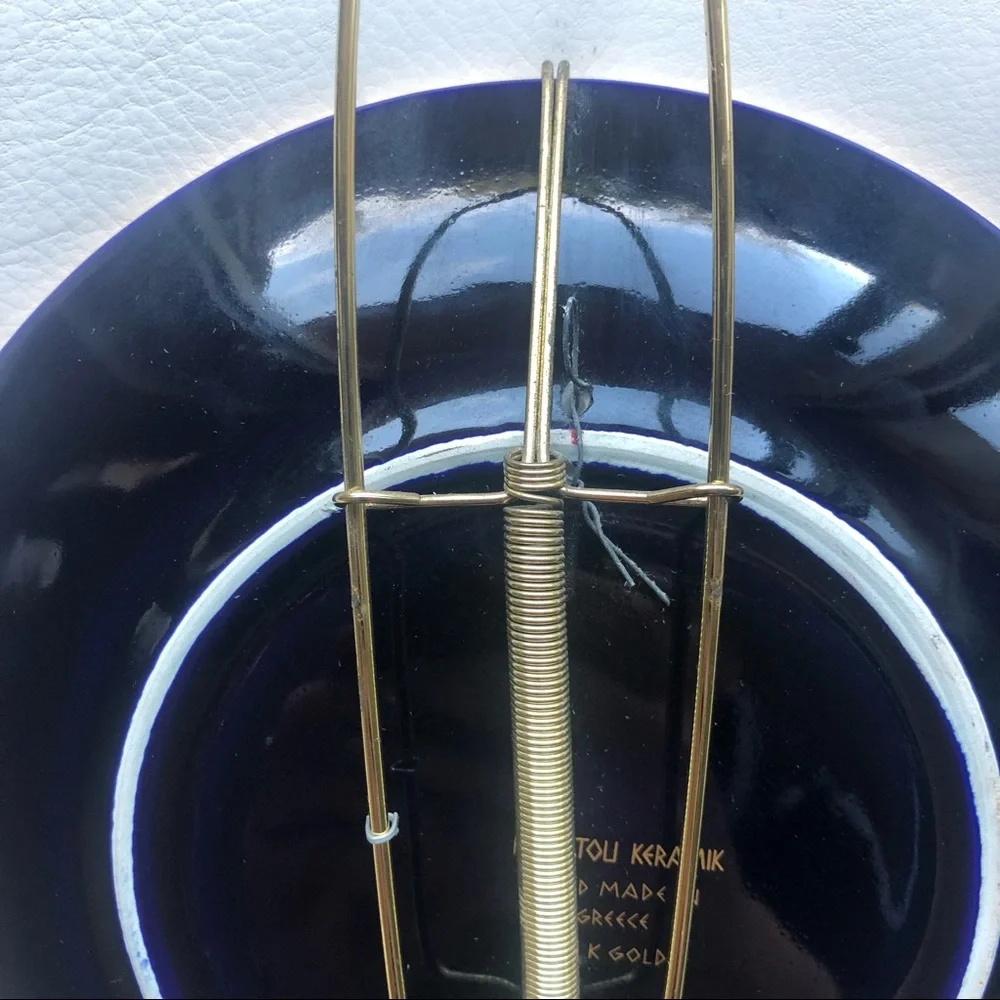 Vintage Neofitou 24K Gold Hand Made in Greece Keramik Decorative Plate Blue